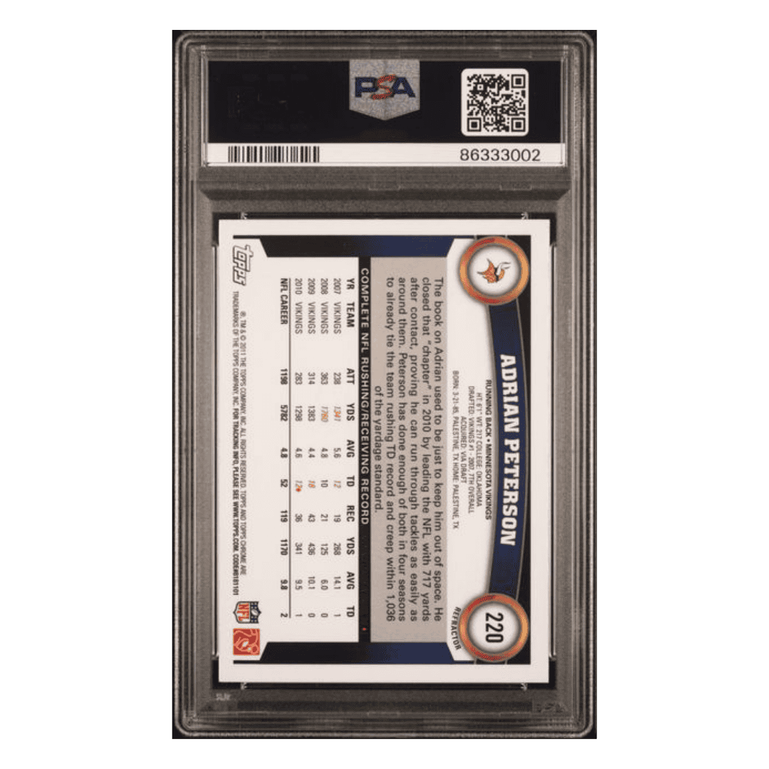 Adrian Peterson PSA 9 2021 Topps Chrome XFractor Card #220