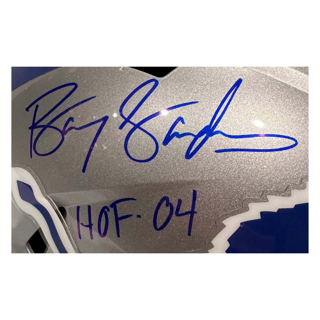 Barry Sanders Detroit Lions Autographed Full Size 83-02 Speed Replica Helmet w/ Inscription - Beckett COA