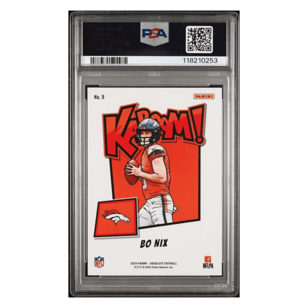 Bo Nix PSA 10 2024 Panini Absolute Kaboom! Horizontal Rookie RC Card #9