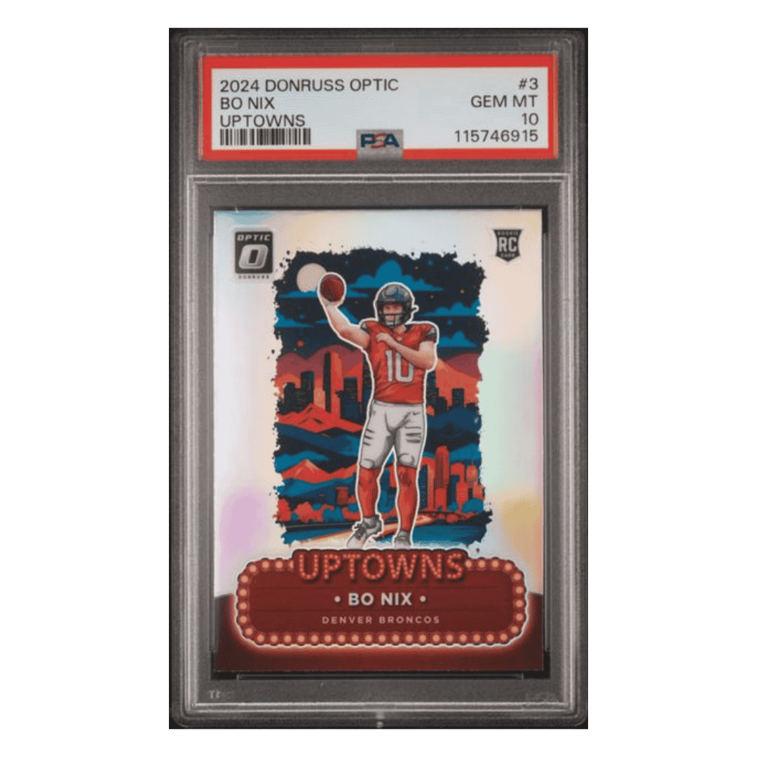 Bo Nix PSA 10 2024 Panini Donruss Optic Uptowns Rookie RC Card #3