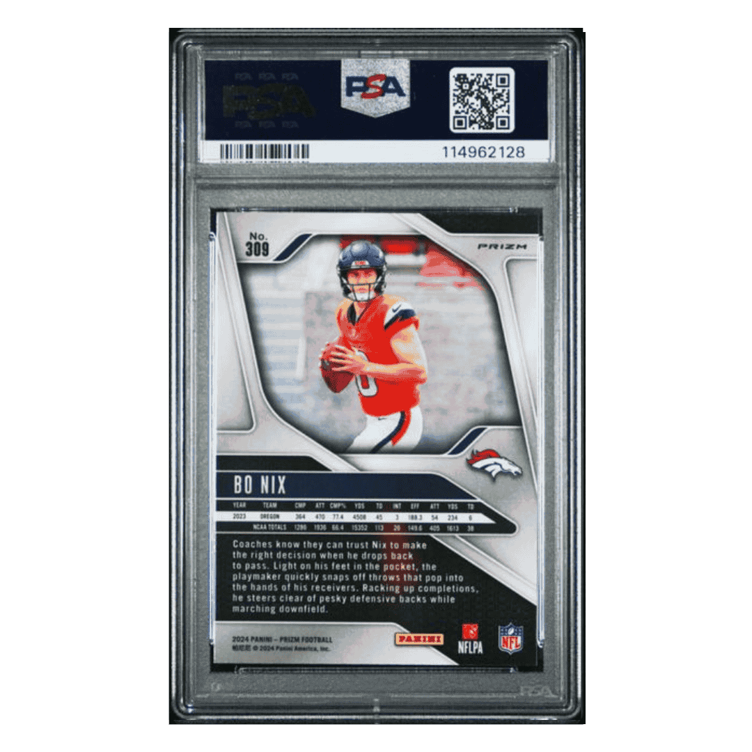 Bo Nix PSA 10 2024 Panini Prizm Silver Rookie RC Card #309