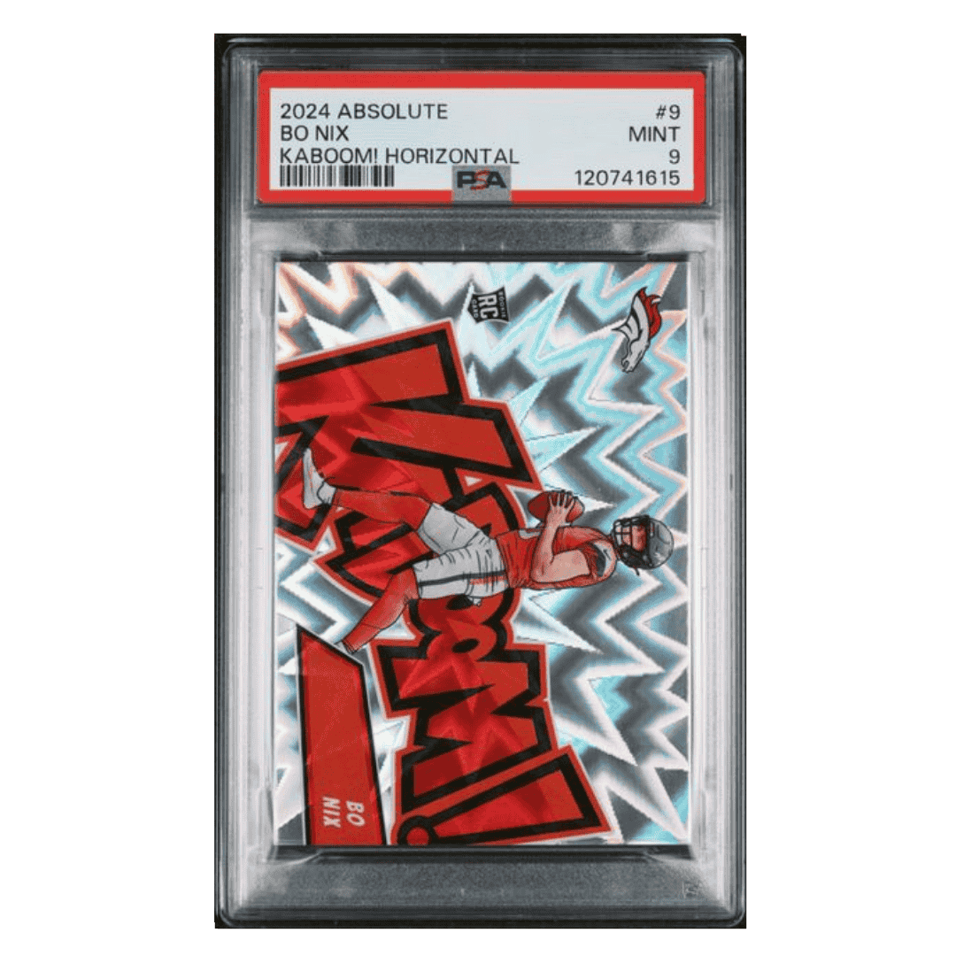 Bo Nix PSA 9 2024 Panini Absolute Kaboom! Horizontal Rookie RC Card #9