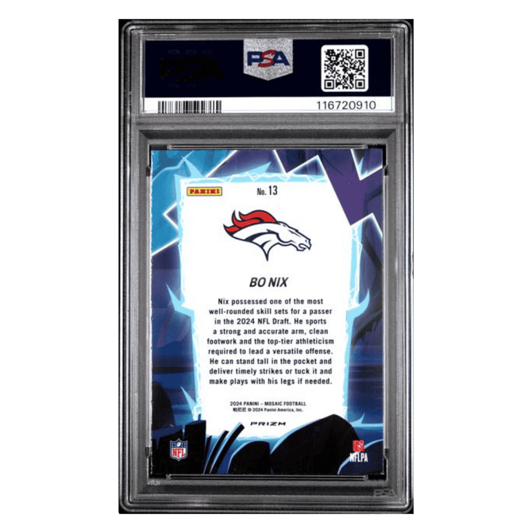 Bo Nix PSA 9 2024 Panini Mosaic Storm Silver Rookie RC Card #13