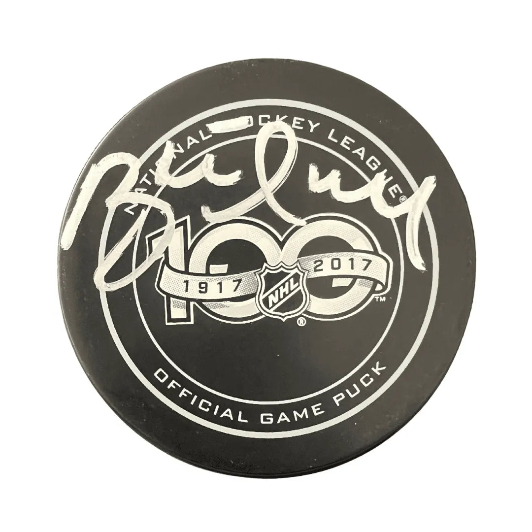 Brett Hull St Louis Blues Autographed 100th Anniversary Official Game Puck - PSA COA