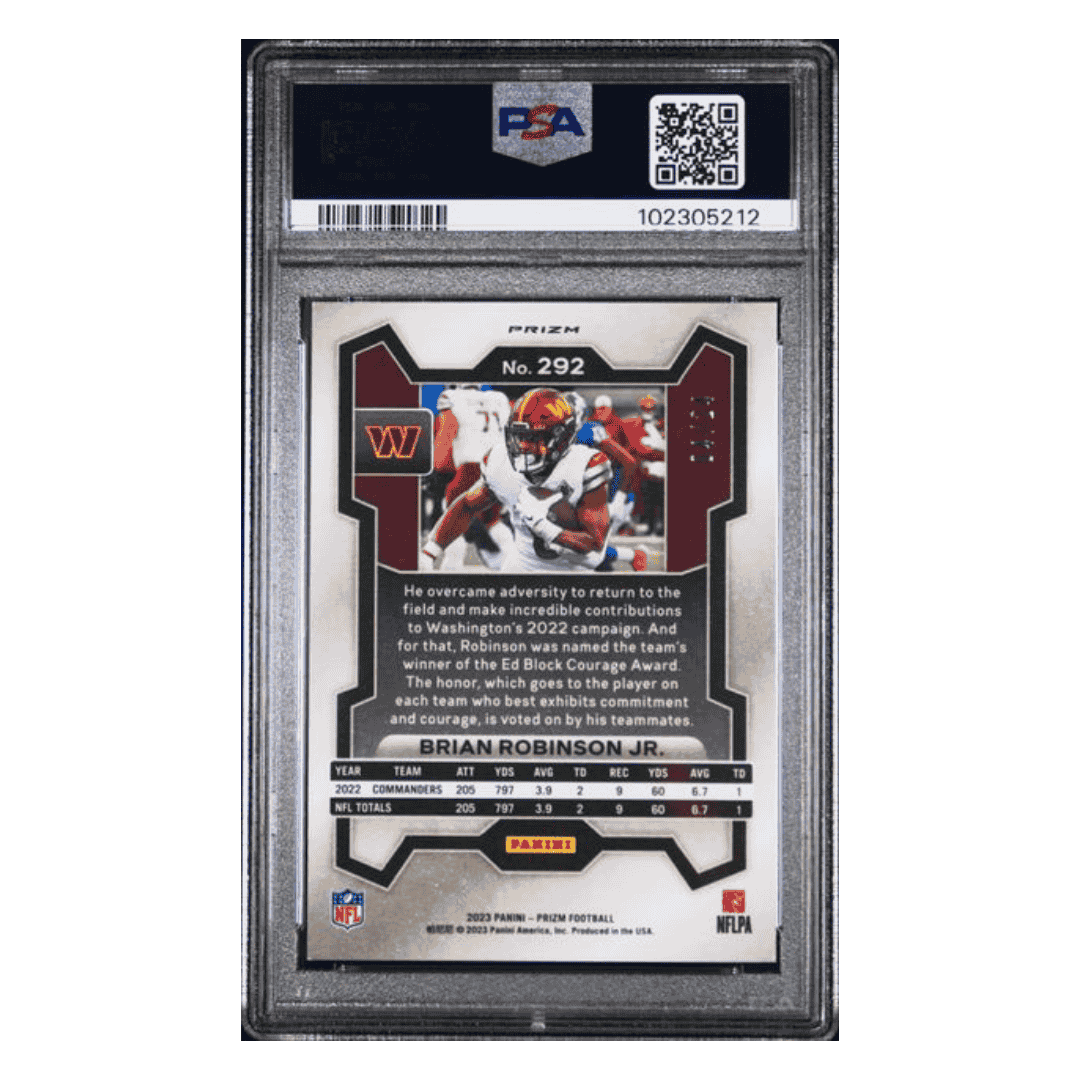 Brian Robinson Jr PSA 9 2023 Panini Prizm Gold Sparkle #d /24 Card #292