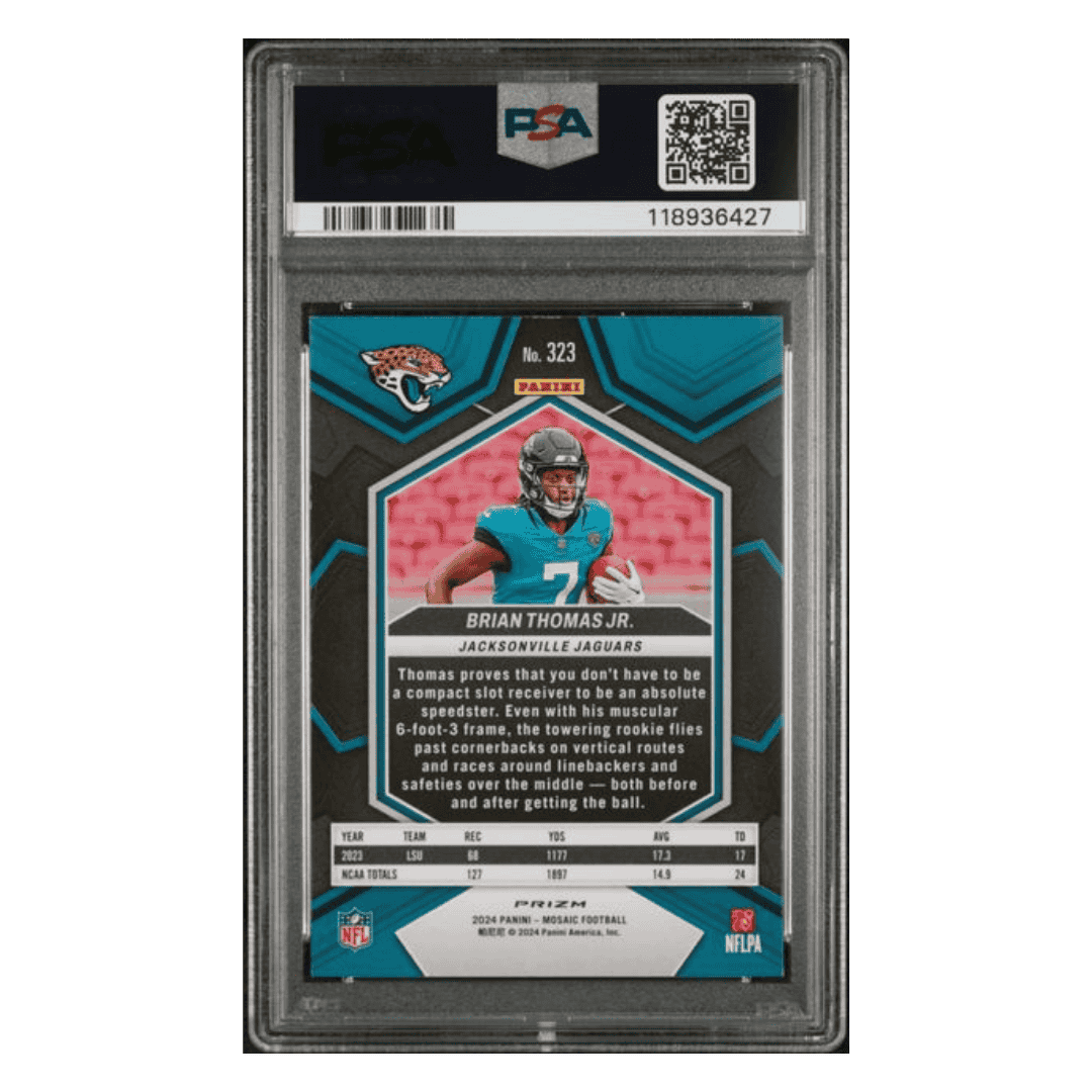 Brian Thomas Jr PSA 9 2024 Panini Mosaic Reactive Blue Rookie RC Card #323