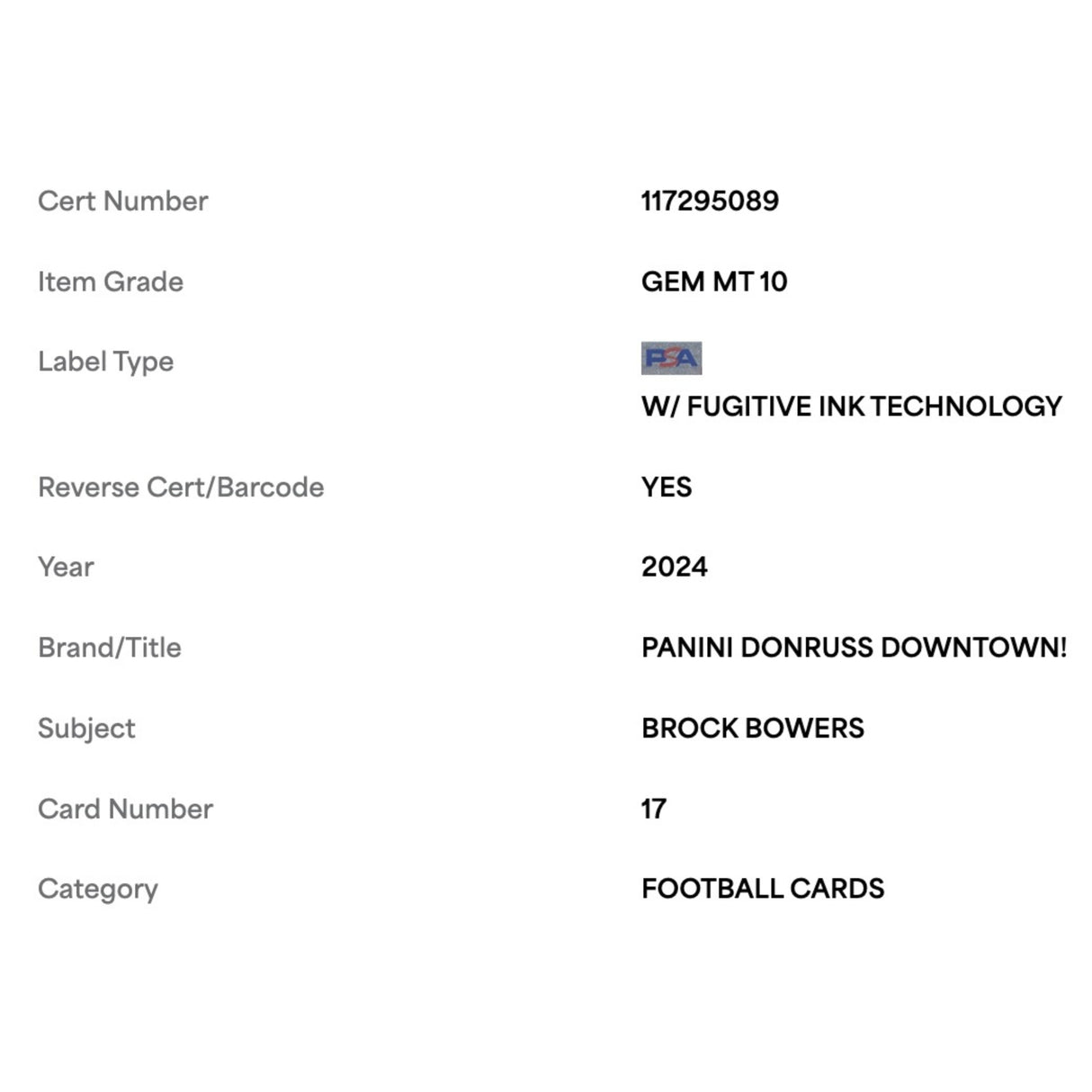 Brock Bowers PSA 10 2024 Panini Donruss Downtown! Rookie RC Card #17