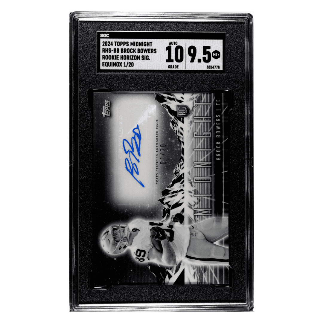 Brock Bowers SGC 9.5 2024 Topps Midnight Rookie Horizon Signatures Equinox #1/ 20 Card #RHS-BB