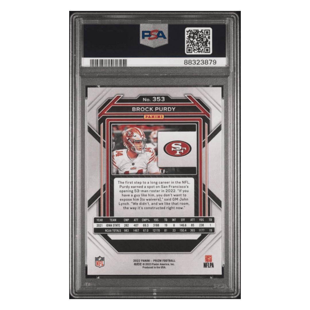 Brock Purdy PSA 10 2022 Panini Prizm Rookie RC Card #353