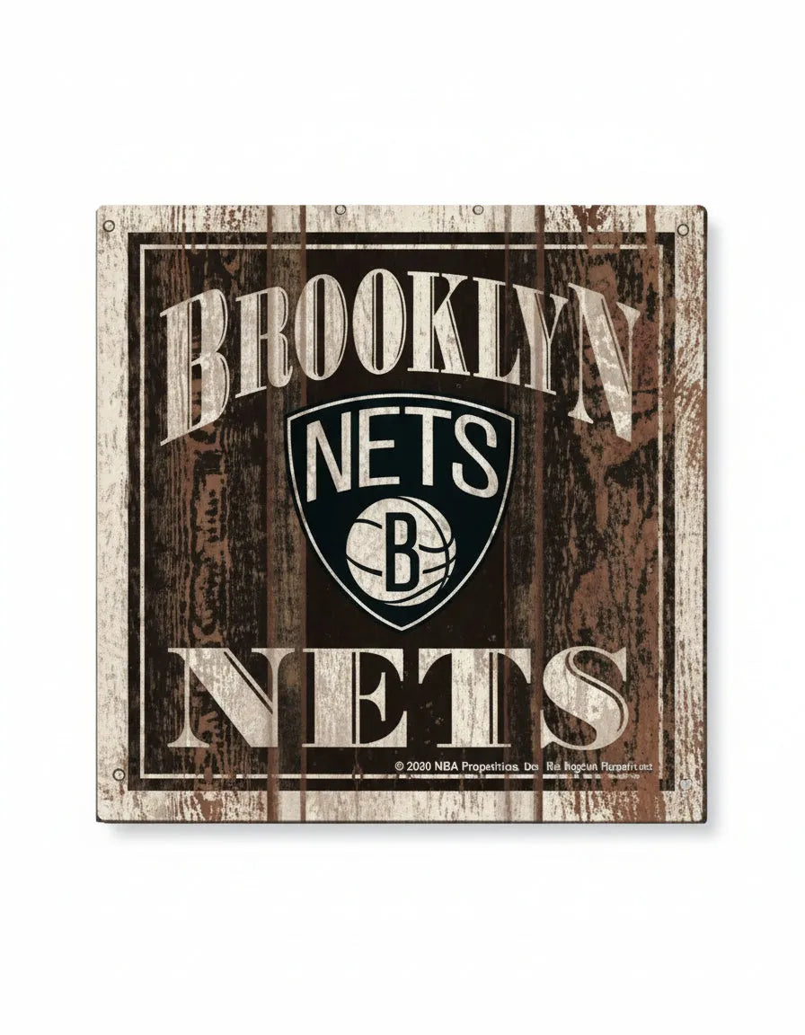 Brooklyn Nets Wooden Magnet 3" x 3"