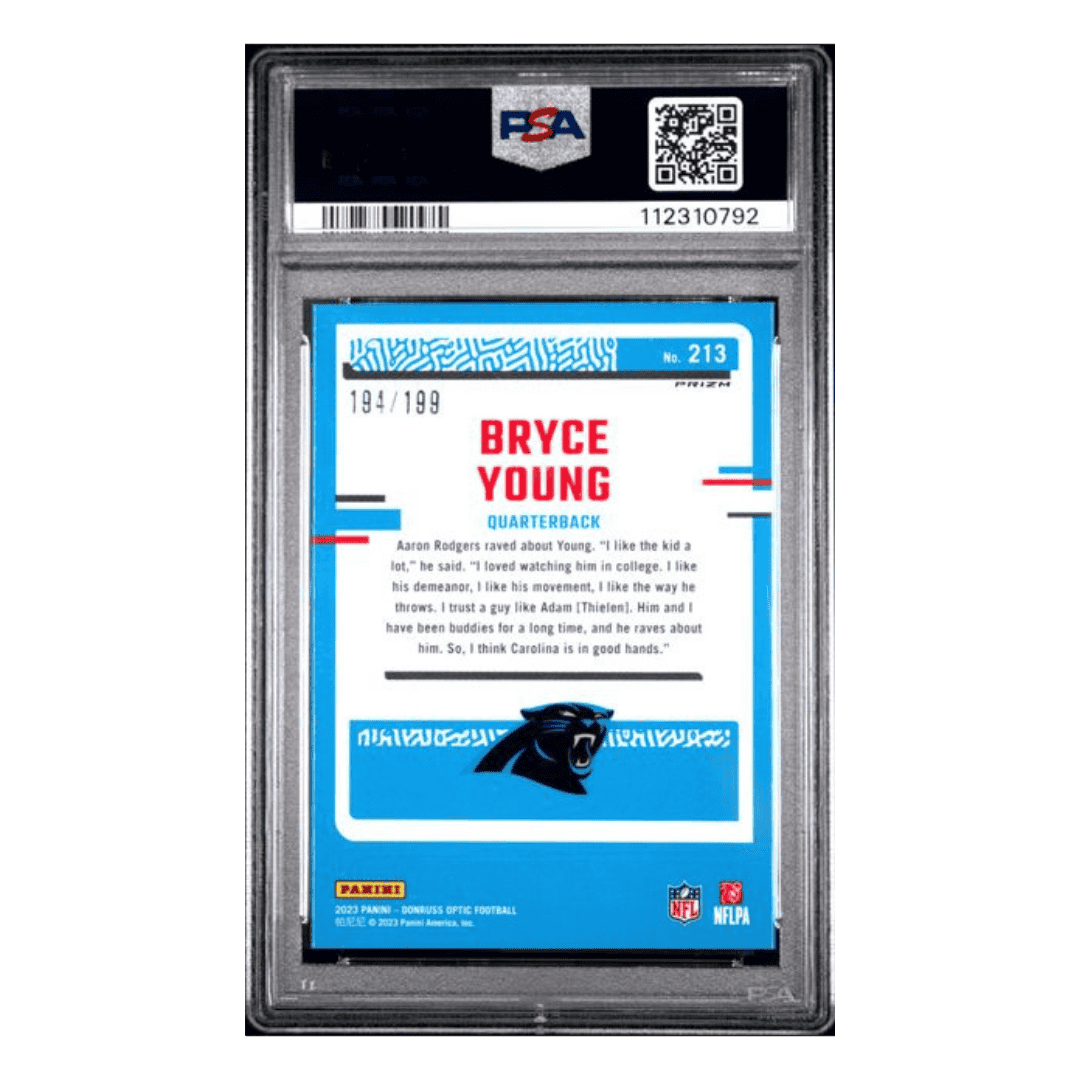 Bryce Young PSA 10 2023 Panini Donruss Optic Blue Rated Rookie #d/ 199 Card #213
