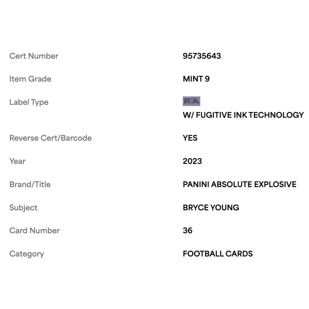 Bryce Young PSA 9 2023 Panini Absolute Explosive Rookie RC Case Hit Card #36