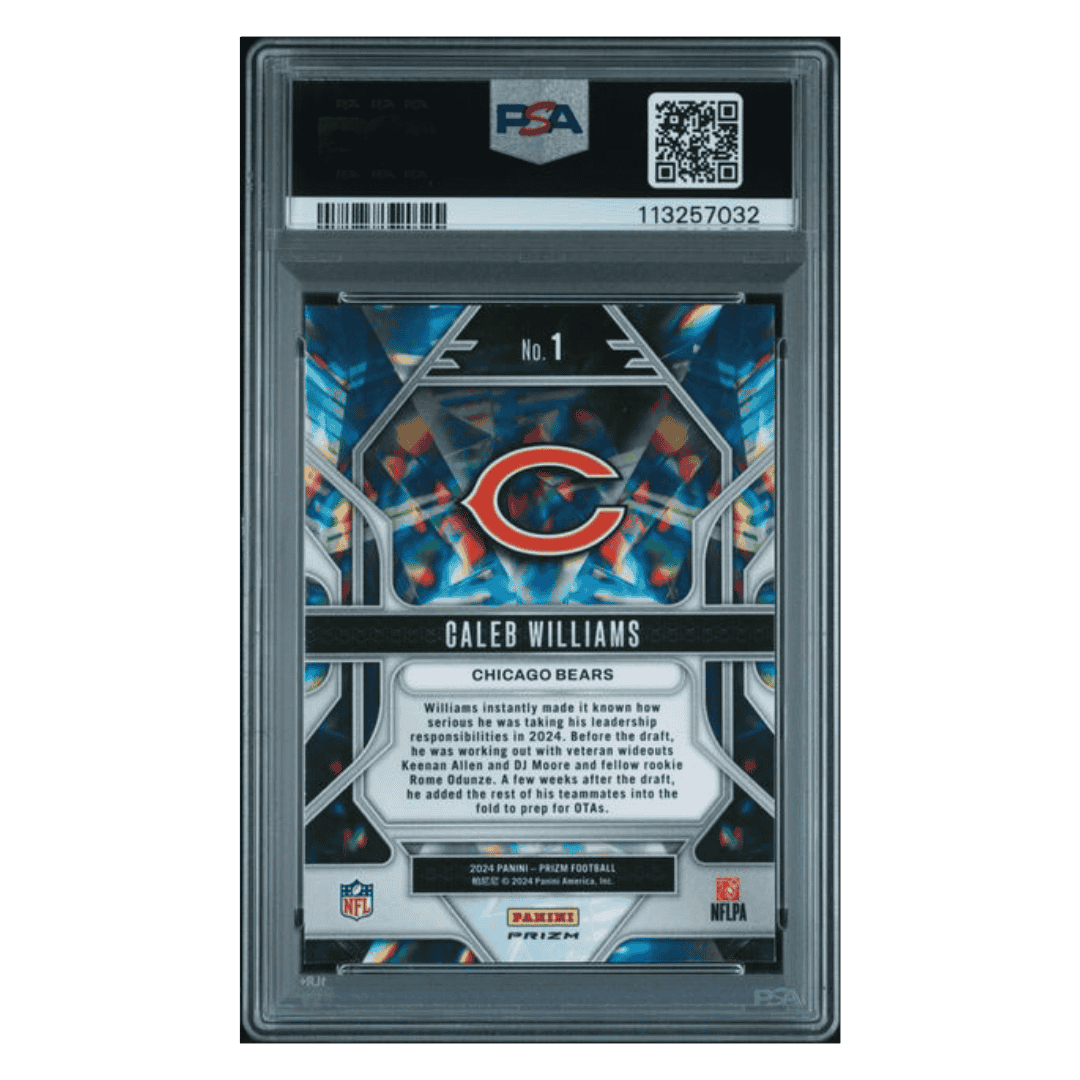 Caleb Williams PSA 9 2024 Panini Prizm Prizmatic Green Prizm Rookie RC Card #1