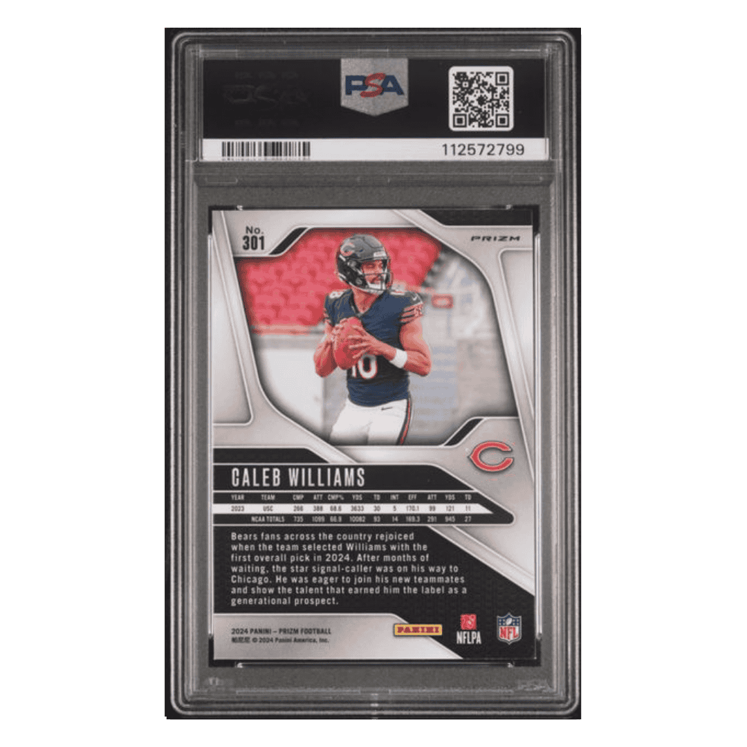 Caleb Williams PSA 9 2024 Panini Prizm Red White Blue Rookie RC Card #301