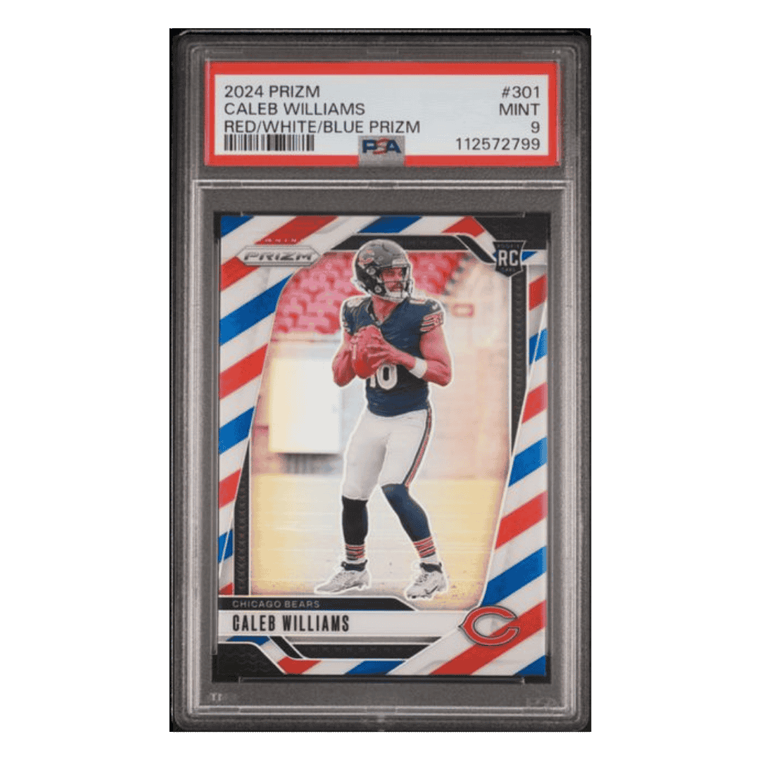 Caleb Williams PSA 9 2024 Panini Prizm Red White Blue Rookie RC Card #301