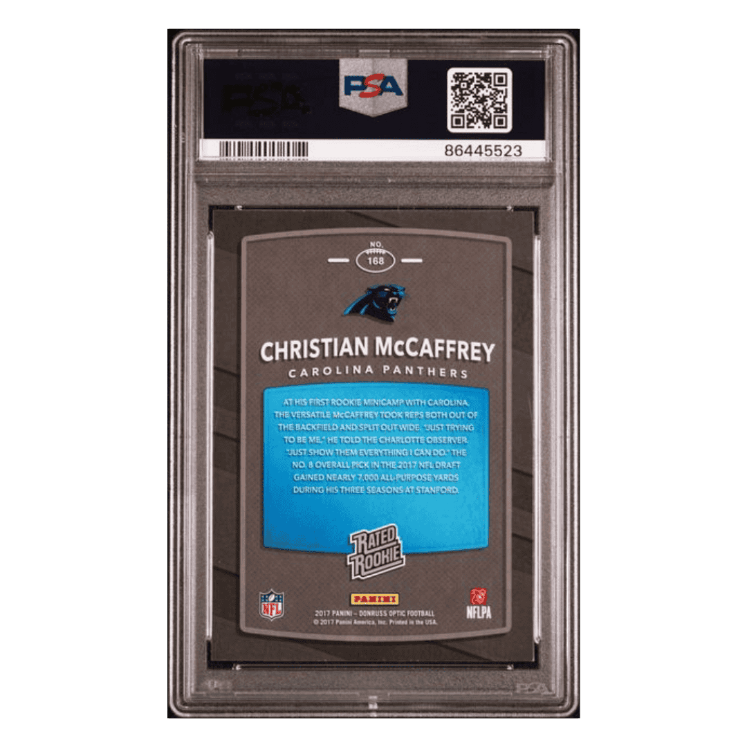 Christian McCaffrey PSA 9 2017 Panini Donruss Optic Rated Rookie Card #168