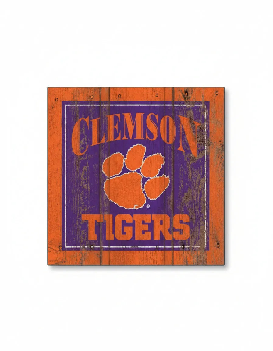 Clemson Tigers Wooden Magnet 3" x 3"