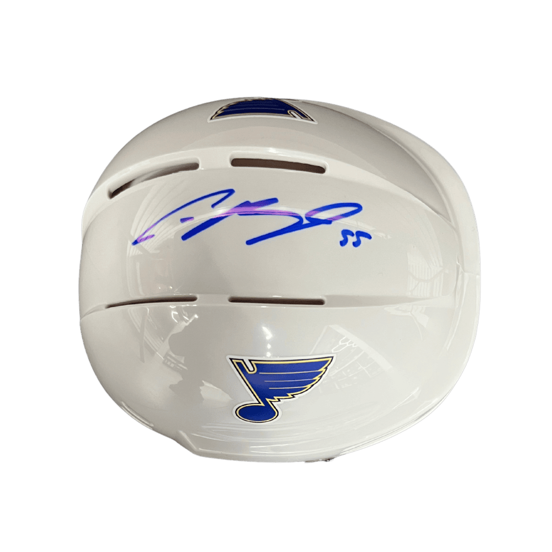 Colton Parayko St Louis Blues Autographed Mini Replica White Helmet - JSA COA