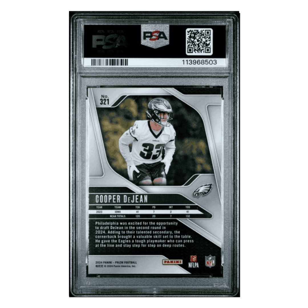 Cooper DeJean PSA 10 2024 Panini Prizm Rookie RC Card #321