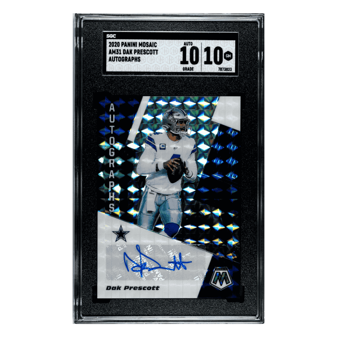 Dak Prescott SGC 10 2020 Panini Mosaic Autographs Card #AM31