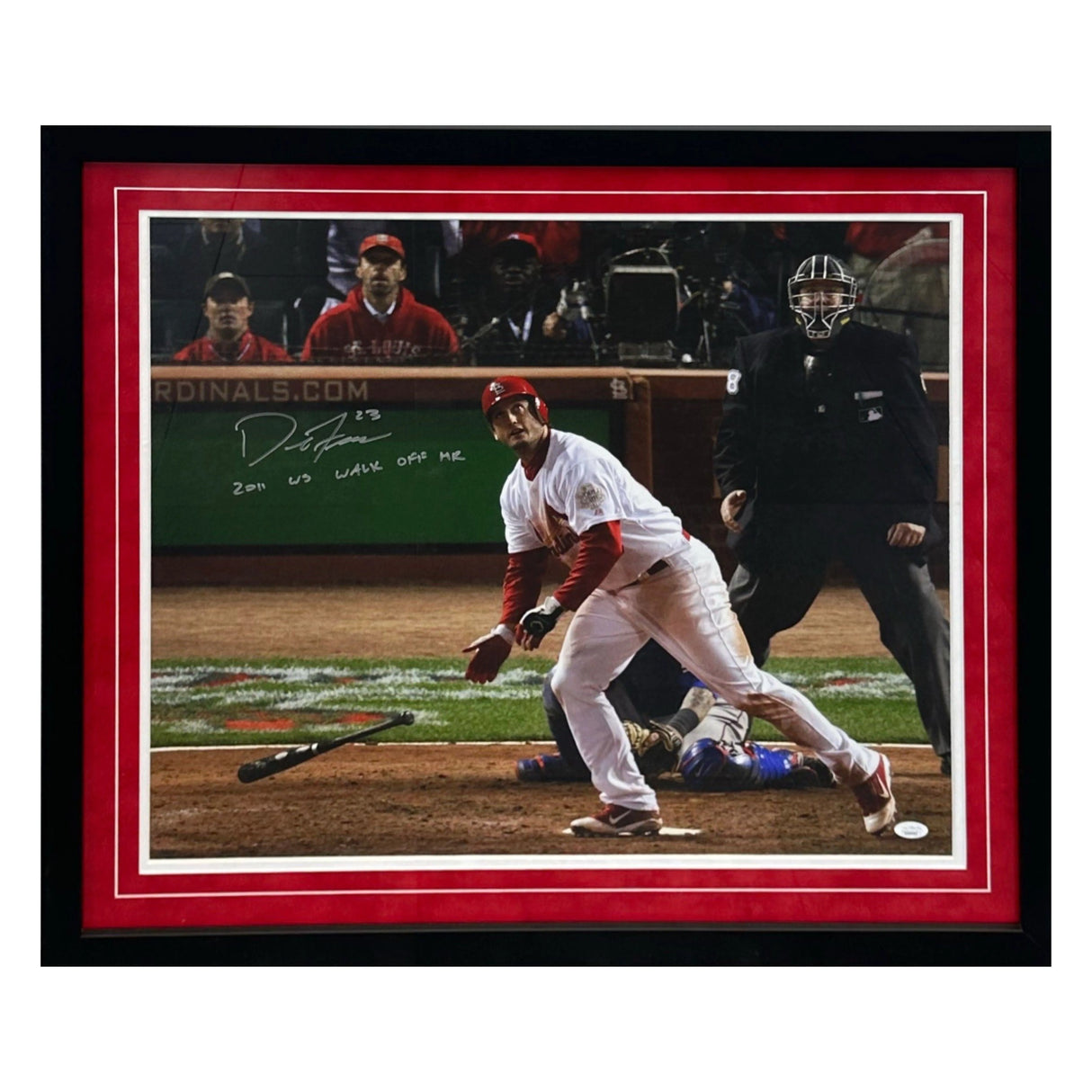 David Freese St Louis Cardinals Autographed Framed 20x24 Photo w/Inscription - JSA COA