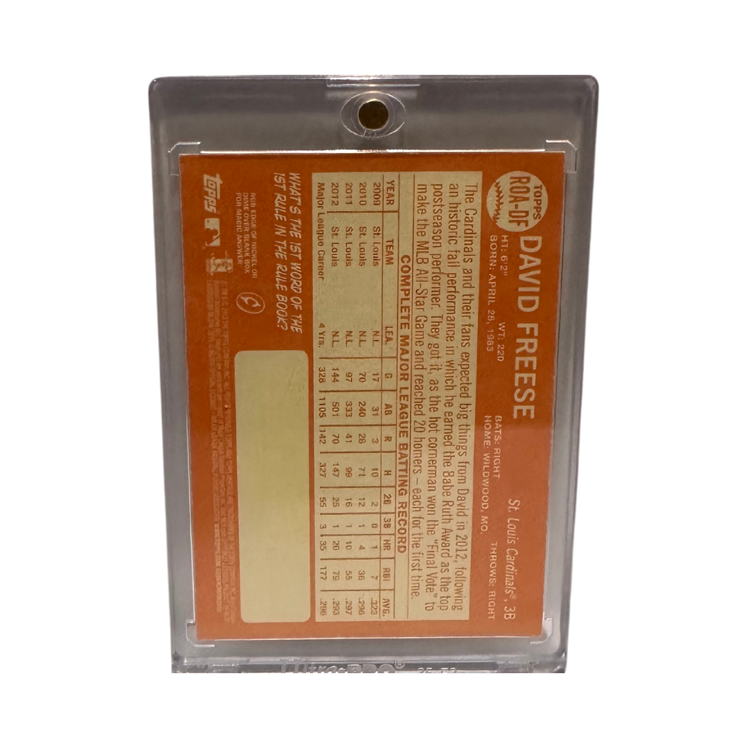 David Freese St Louis Cardinals Autographed Topps Heritage #ROA-DF Card #D 26/64