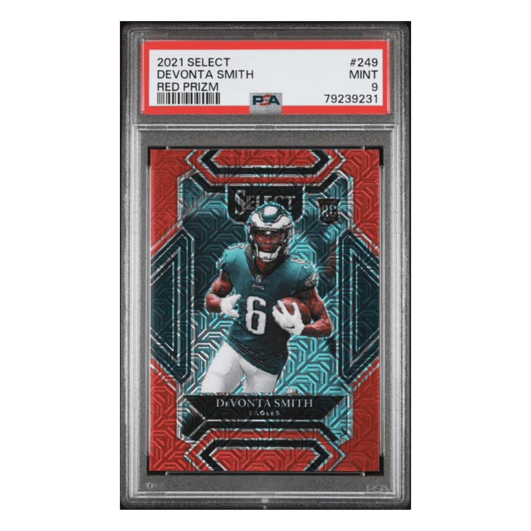 Devonta Smith PSA 9 2021 Panini Select Red Prizm Rookie RC #d/49 Card #249
