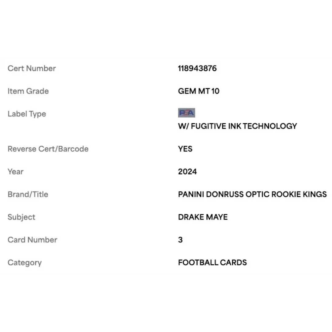 Drake Maye PSA 10 2024 Panini Donruss Optic Rookie Kings Case Hit Card #3