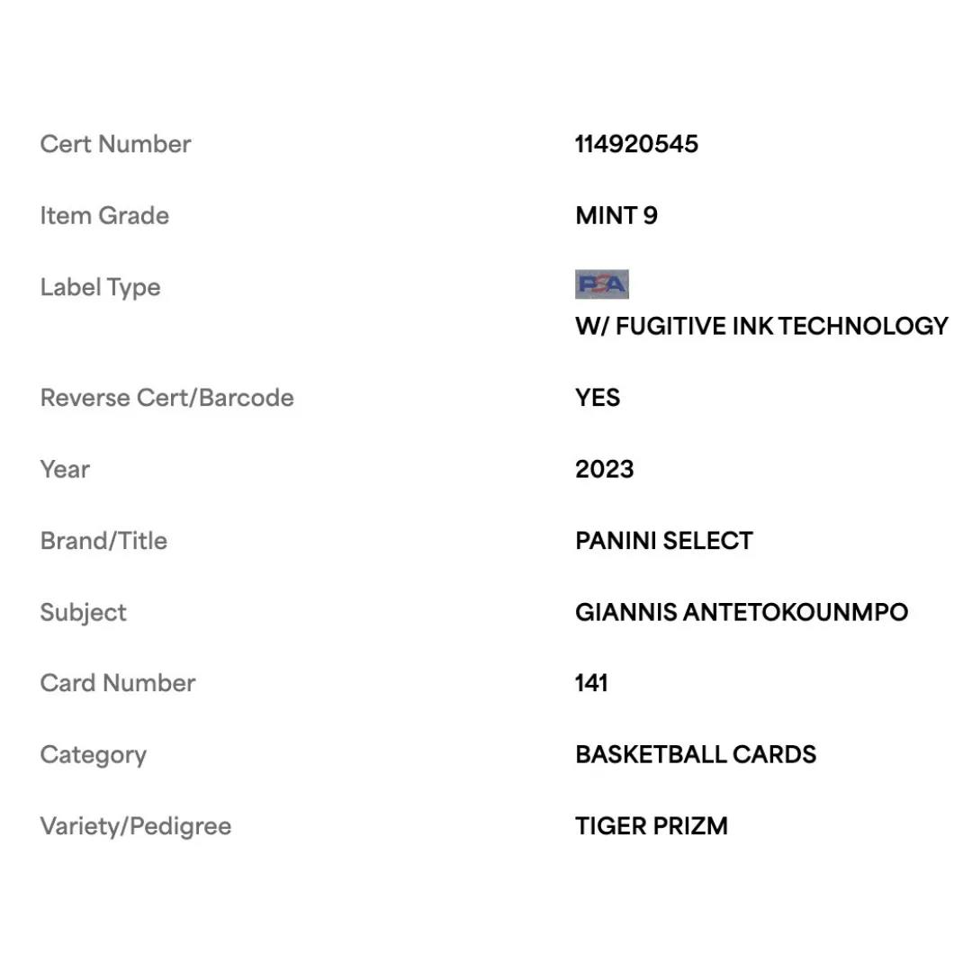 Giannis Antetokounmpo PSA 9 2023 Panini Select Tiger Prizm Card #141