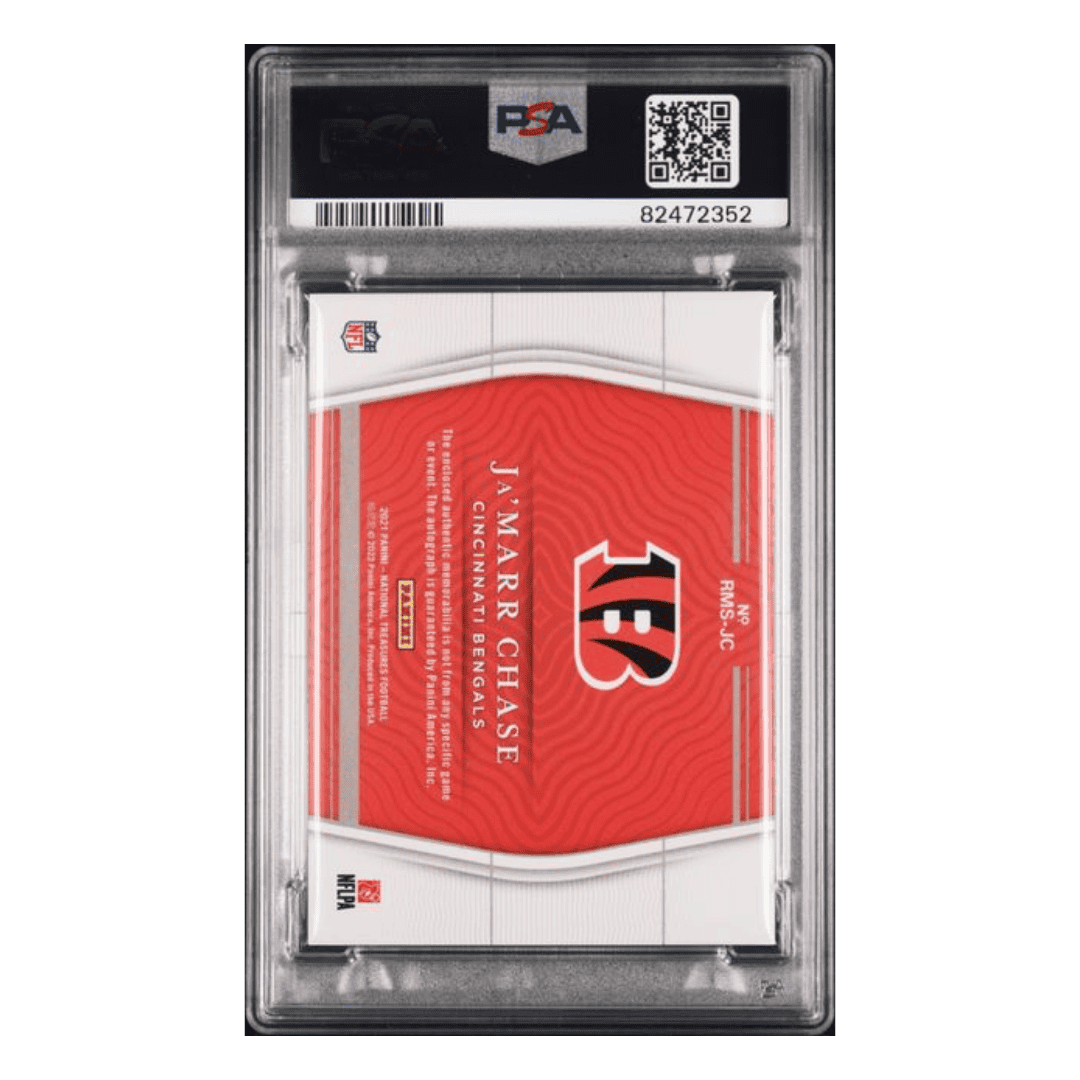 Ja'Marr Chase PSA 9 2021 Panini National Treasures Rookie Materials Signatures Rookie RC #d/99 Card #JC