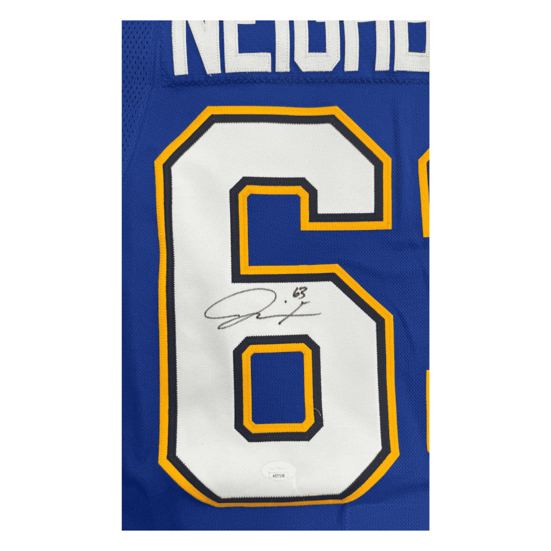 Jake Neighbours St Louis Blues Autographed Adidas Home Jersey - JSA COA