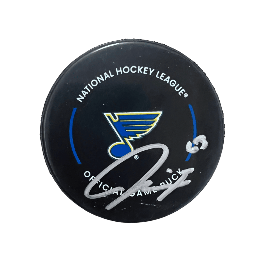 Jake Neighbours St Louis Blues Autographed Official Game Puck - JSA COA