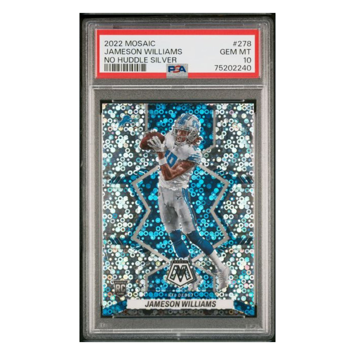 Jameson Williams PSA 10 2022 Panini Mosaic No Huddle Silver Rookie RC Card #278