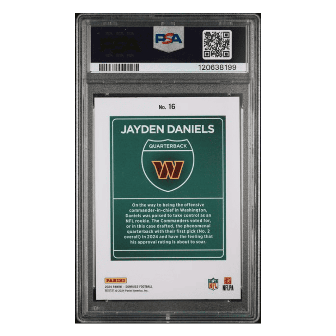 Jayden Daniels PSA 10 2024 Panini Donruss Downtown! Rookie RC Card #16