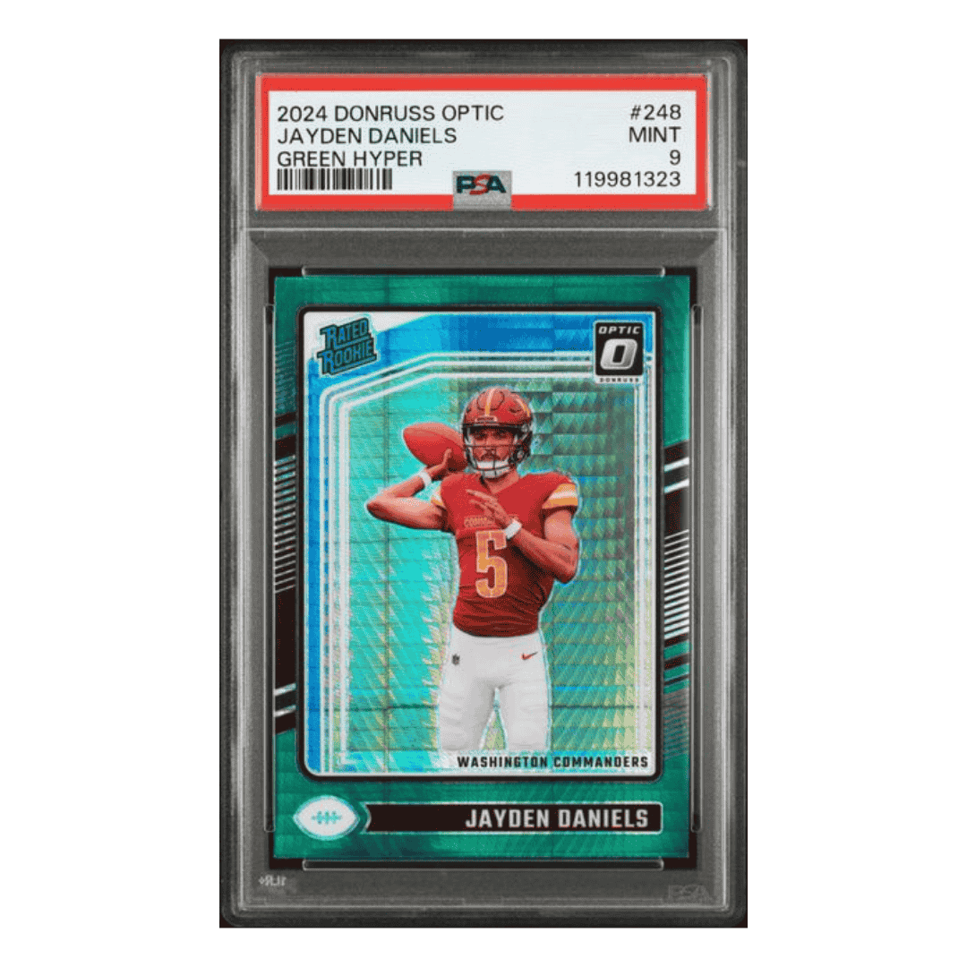 Jayden Daniels PSA 9 2024 Panini Donruss Optic Green Hyper Rated Rookie Card #248