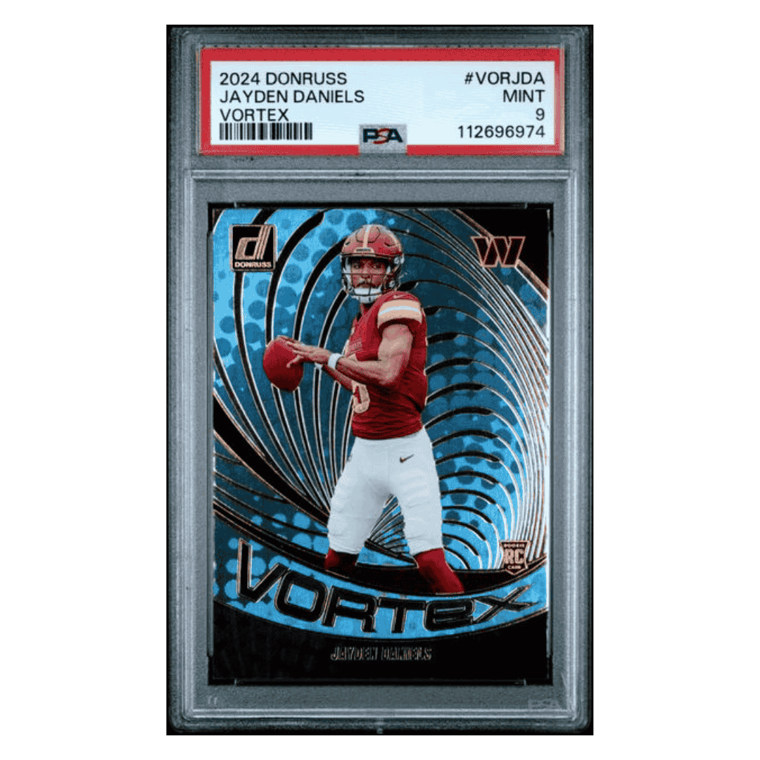 Jayden Daniels PSA 9 2024 Panini Donruss Vortex Rookie RC Card #VORJDA