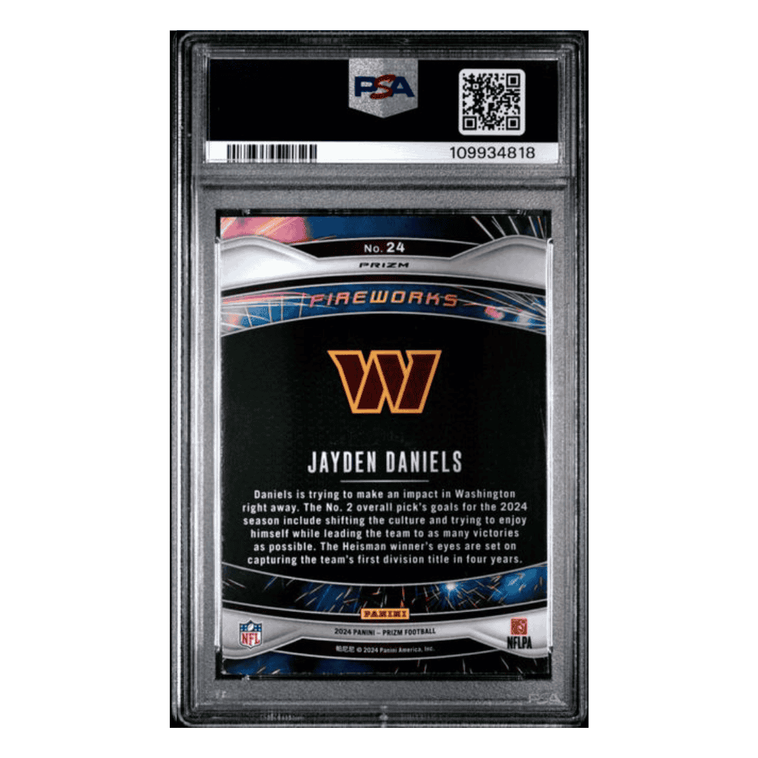 Jayden Daniels PSA 9 2024 Panini Prizm Fireworks Green Rookie RC Card #24