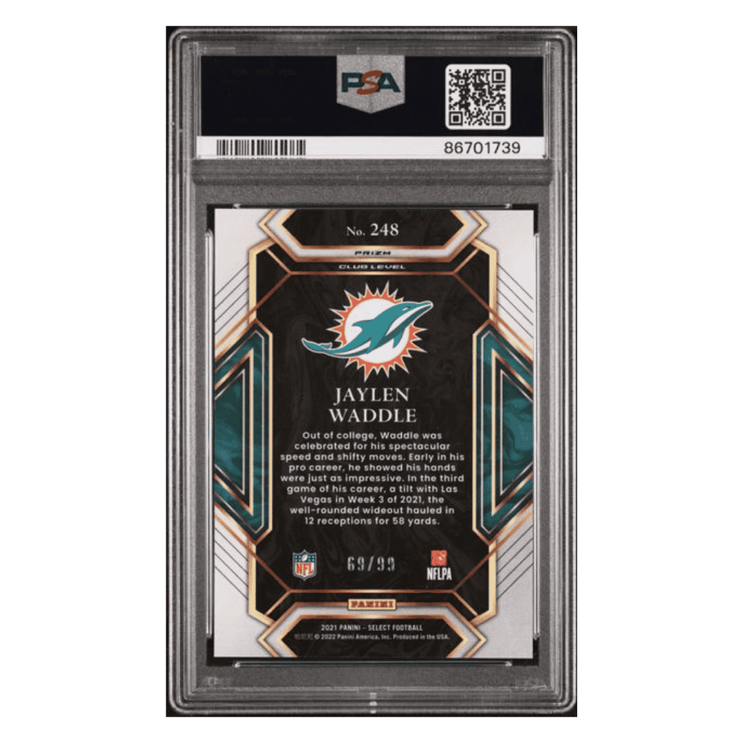 Jaylen Waddle PSA 10 2021 Panini Select Blue Prizm #d /99 Card #248