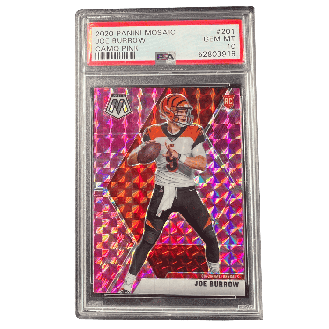 Joe Burrow PSA 10 2020 Panini Mosaic Camo Pink Rookie RC Card #201
