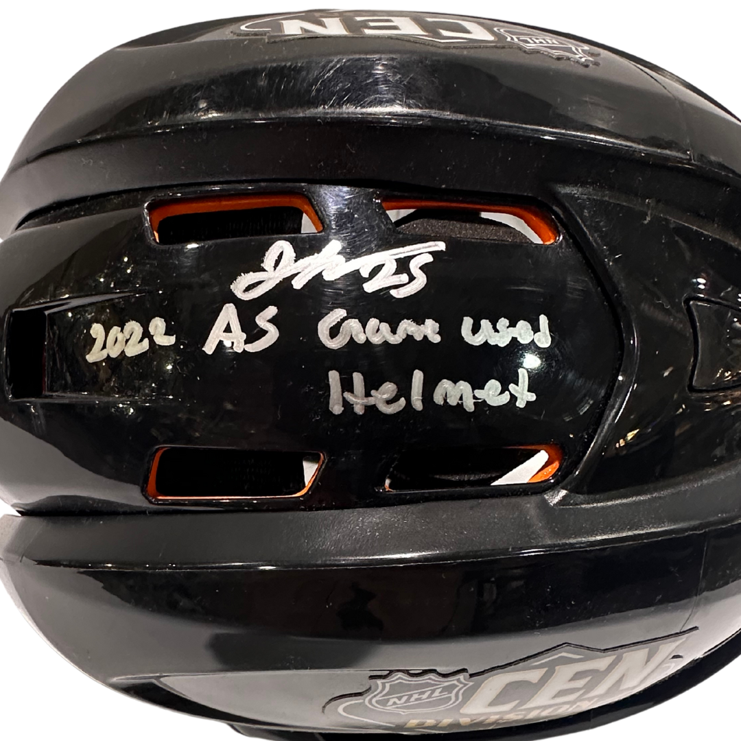 Jordan Kyrou St Louis Blue Autographed 2022 All Star Game Used Helmet w/ "2022 AS Game Used Helmet" Inscription - JSA COA