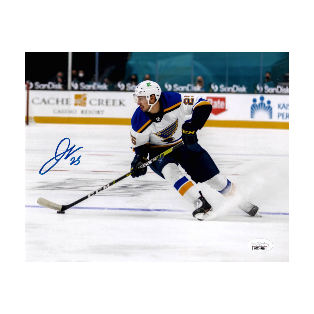 Jordan Kyrou St Louis Blues Autographed Away Jersey Photo - JSA COA – Fan  Cave
