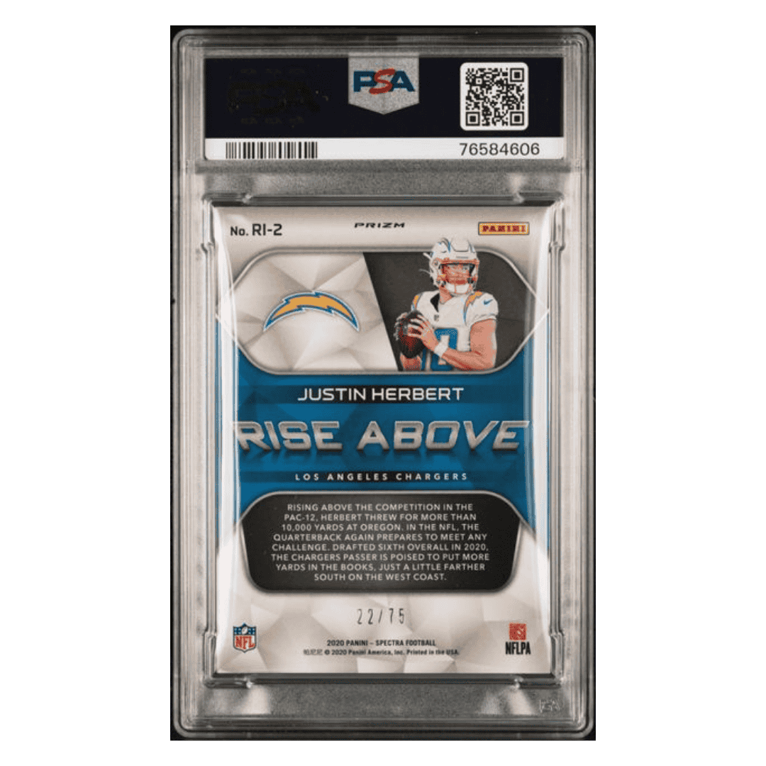 Justin Herbert PSA 9 2020 Panini Spectra Rise Above #d/75 Card #RI2