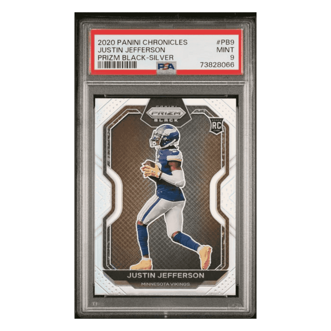 Justin Jefferson PSA 9 2020 Panini Chronicles Prizm Black Silver Rookie RC Card #PB9