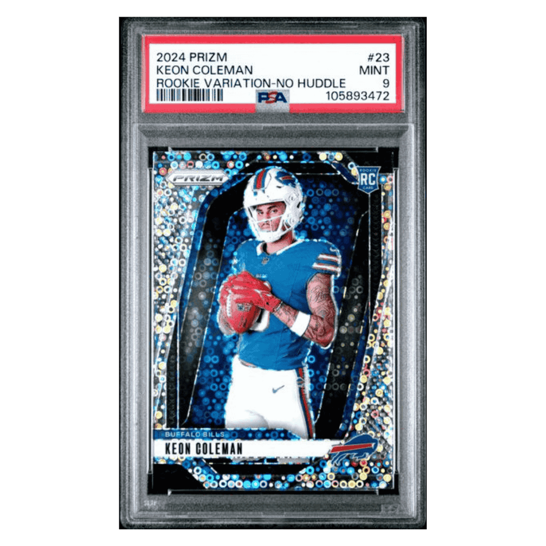 Keon Coleman PSA 9 2024 Panini Prizm Variation No Huddle Rookie RC Card #23