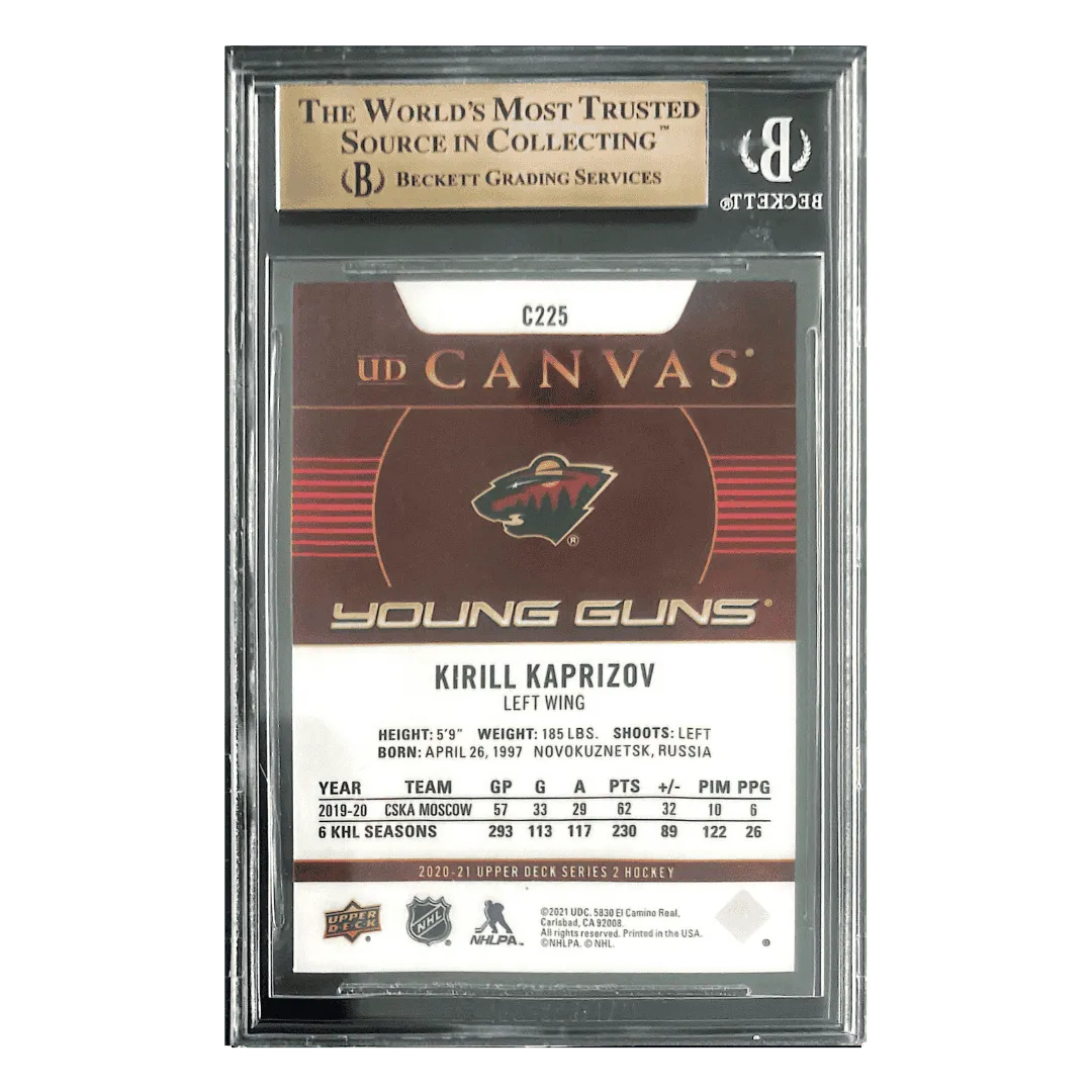 Kirill Kaprizov BGS 9.5 2020-21 Upper Deck Young Guns Canvas Card #C225
