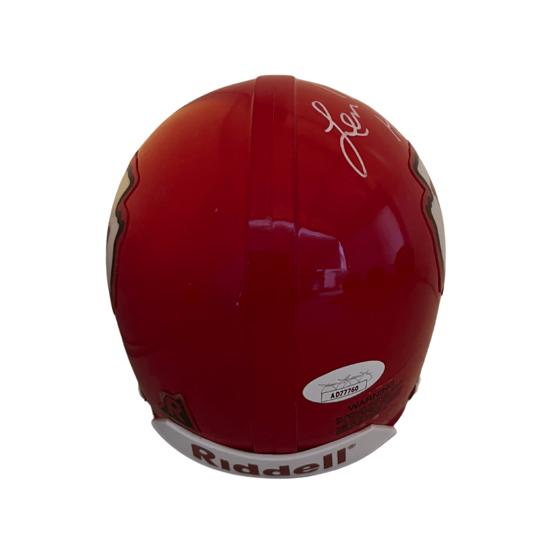 Len Dawson Kansas City Chiefs Autographed Mini Speed Helmet with Inscription - JSA COA