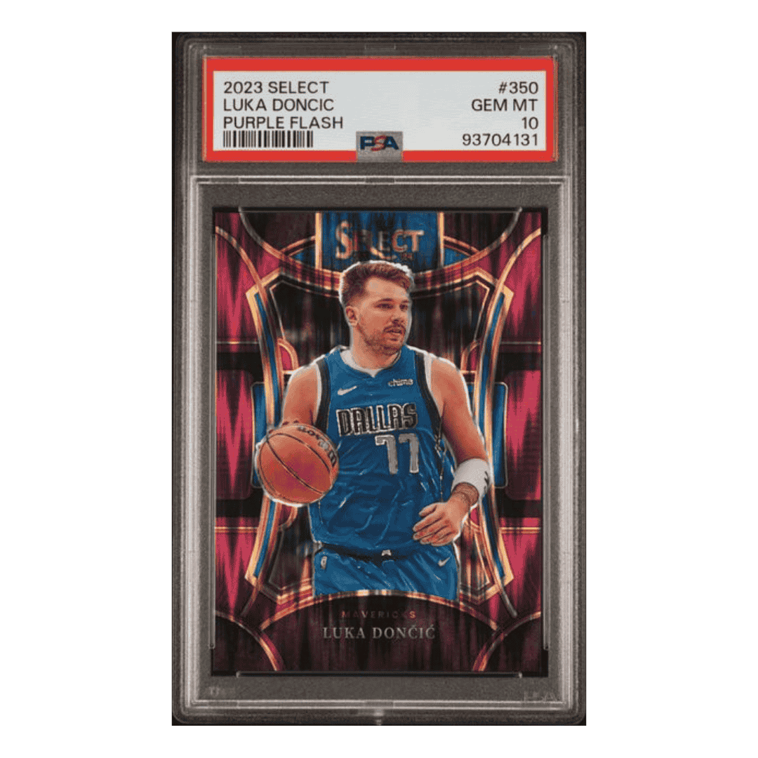 Luka Doncic PSA 10 2023 Panini Select Purple Flash Card #350