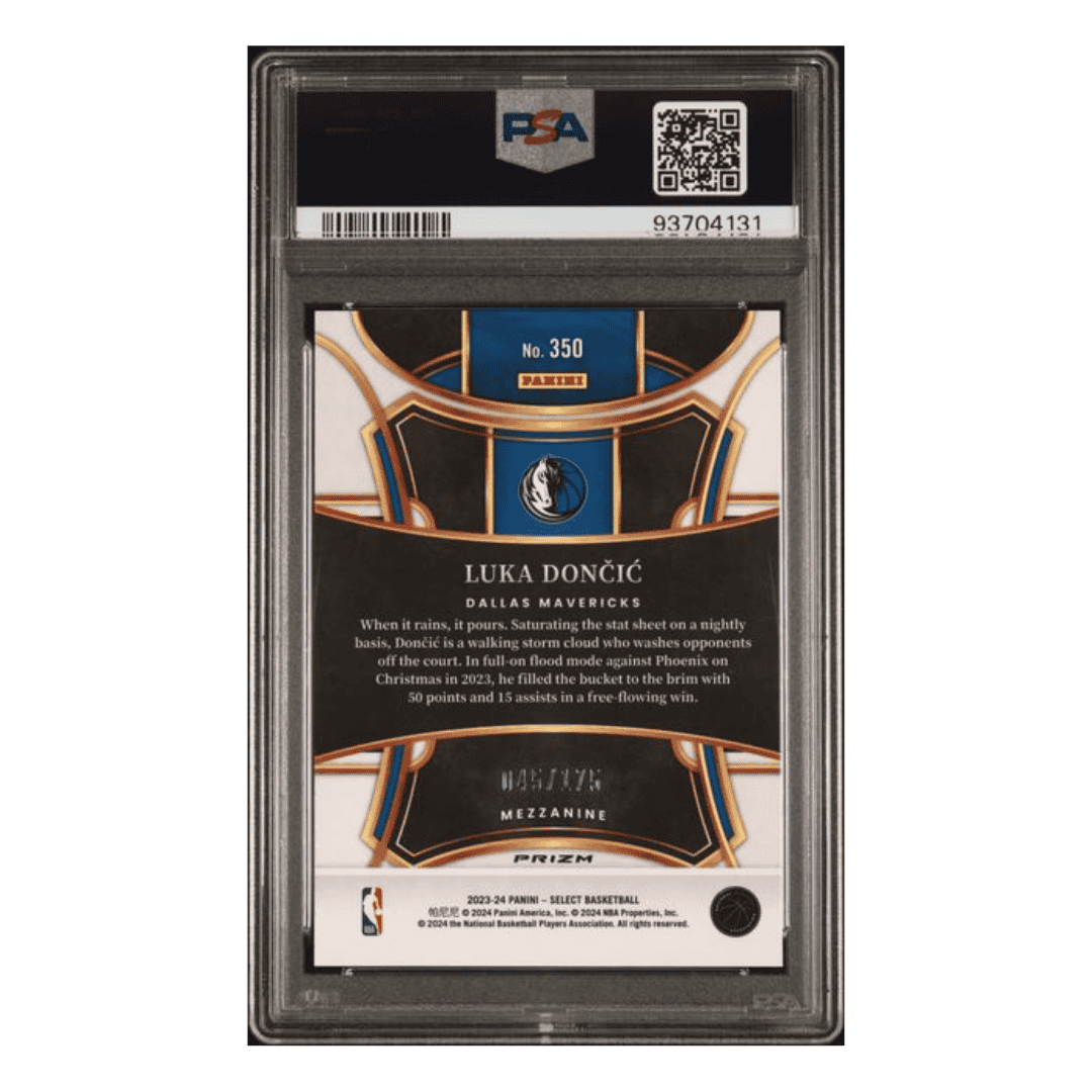 Luka Doncic PSA 10 2023 Panini Select Purple Flash Card #350