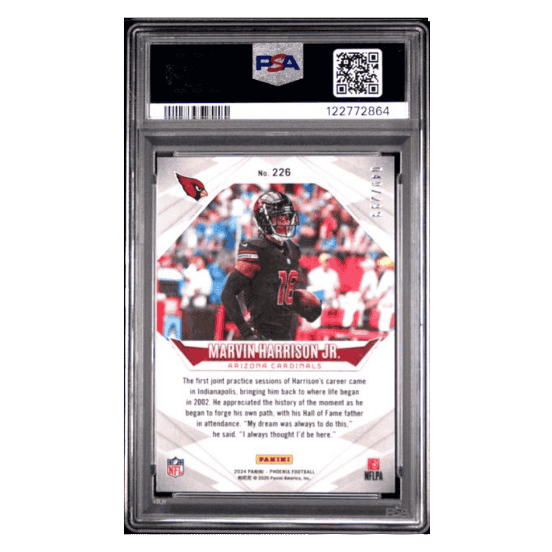 Marvin Harrison Jr PSA 10 2024 Panini Phoenix Red Fade Rookie RC #d/ 299 Card #226