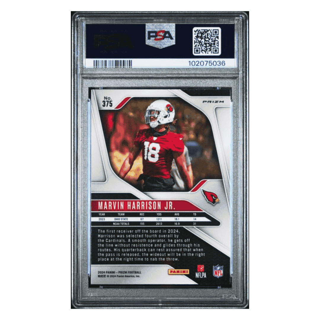 Marvin Harrison Jr PSA 9 2024 Panini Prizm Silver Card #375